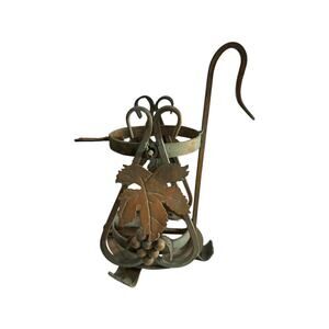 Vintage Wrought Iron Grape Leaves Wine Bottle Holder